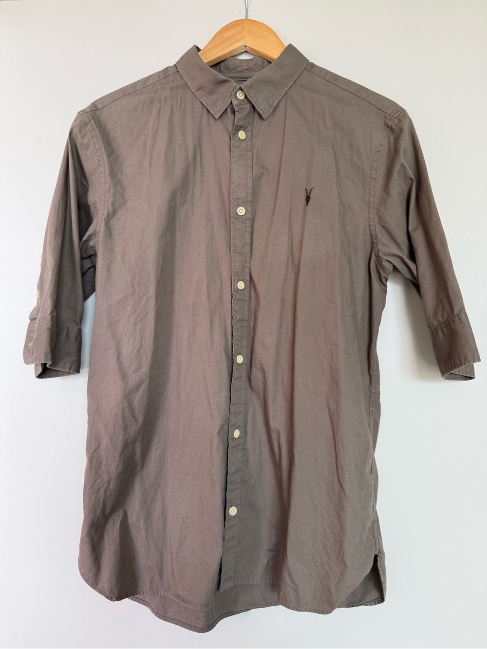 AllSaints Men's Button-Down Shirt in Taupe Brown
